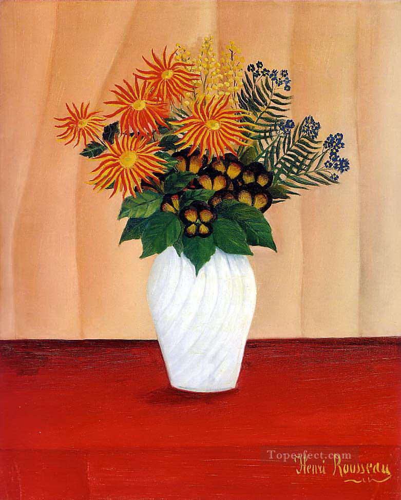 Bouquet of Flowers Bouquet de fleurs Henri Rousseau Post Impressionism Naive Primitivism Oil Paintings